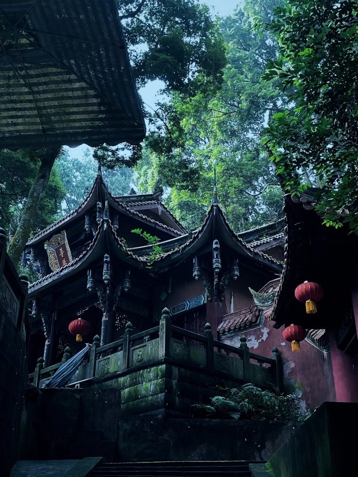 Mt Qingcheng gate temple bamboo forest birthplace Taoism near Chengdu Sichuan